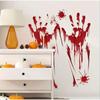 Gyser Halloween Dekoration Vægklistermærker Blodig Fingeraftryk Blodig Håndaftryk Fod 3D Tapet Vandtæt Gulv Dør Dekoration