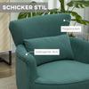 Modern Armchair, Upholstered Accent Chair with Lumbar Cushion, Rubberwood Legs, Dark Green