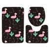 European And American Style Pink Cute Animal Flamingo Floor Mat Carpet Girl Heart Hand-Painted Illustration Toilet Three-Piece Set