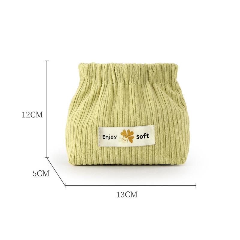 1Pc Corduroy Clover Storage Bag Handheld Bag Bullet Storage Bag Lipstick Cosmetics Storage Bag Convenient Mini Wallet
