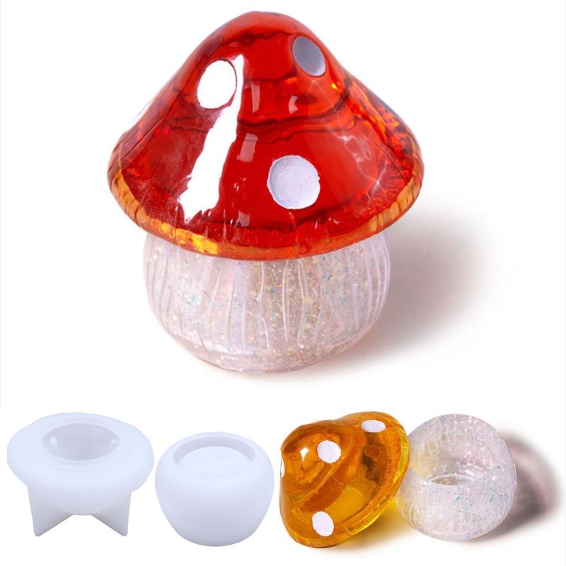 Box Resin Molds,Jewelry Box Molds,Mushroom Silicone Resin Mold Storage Box Mold Epoxy Resin Casting Mold for Home Decor