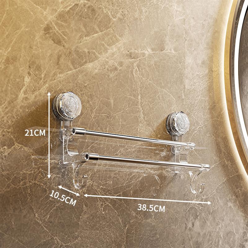 Suction Cup Towel Rack Household Bathroom Towel Storage With Hook Dry And Wet Towel Dual Use Light Luxury Bathroom Storage