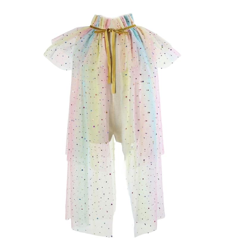 Princess Cape, Colorful Princess Cloak Girls Glittering Princess Dress Up Cape