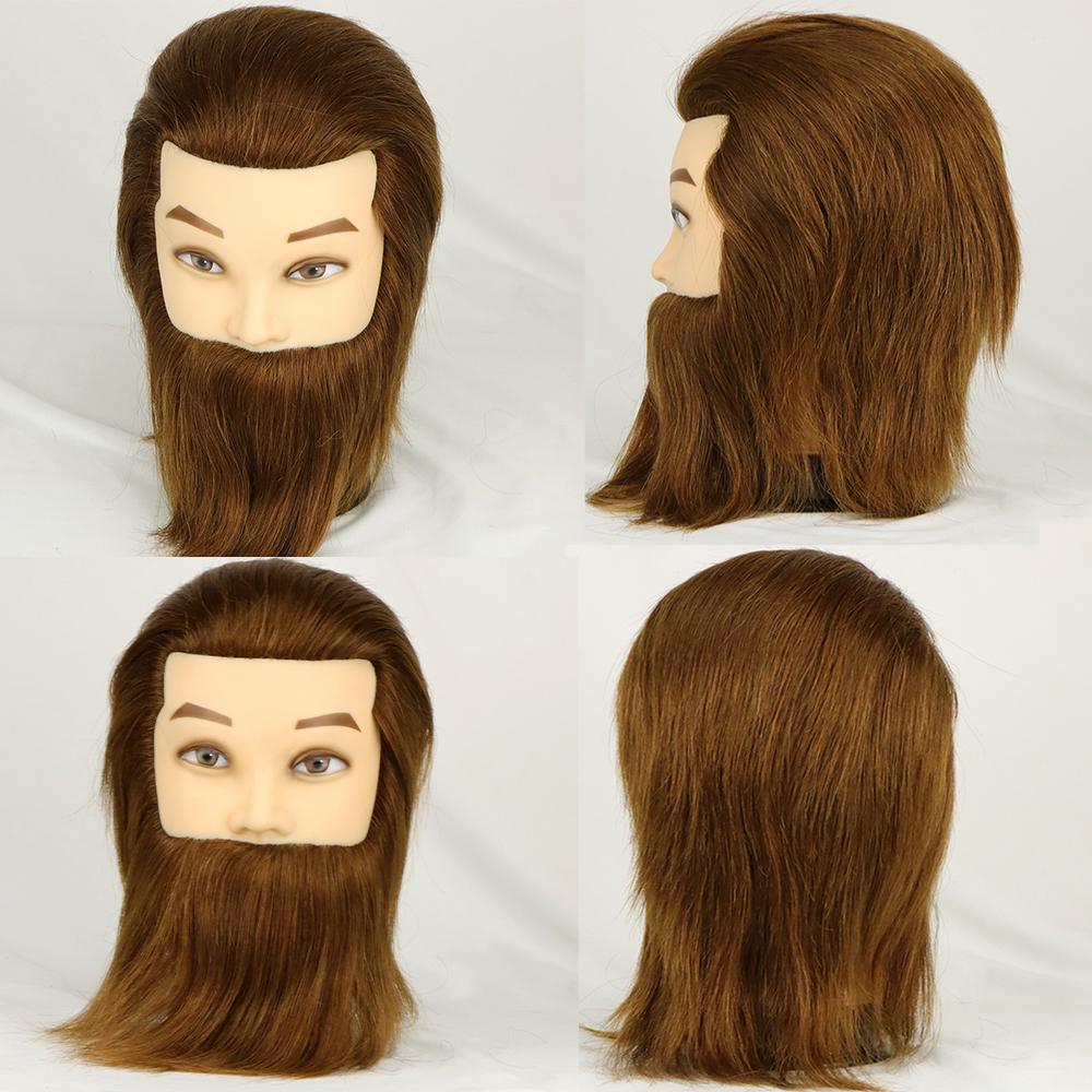 100% Human Hair Mannequin Head Male Barber Hairdresser Manikin Head Training Doll Head For Beauty Hairdresser Practice CuttIing