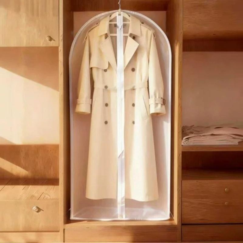 Storage Dust Cover Waterproof Visible Moisture-proof Mildew Proof Hanging Pocket Coat Suit Hanging Cotton Jacket Bag Long Style
