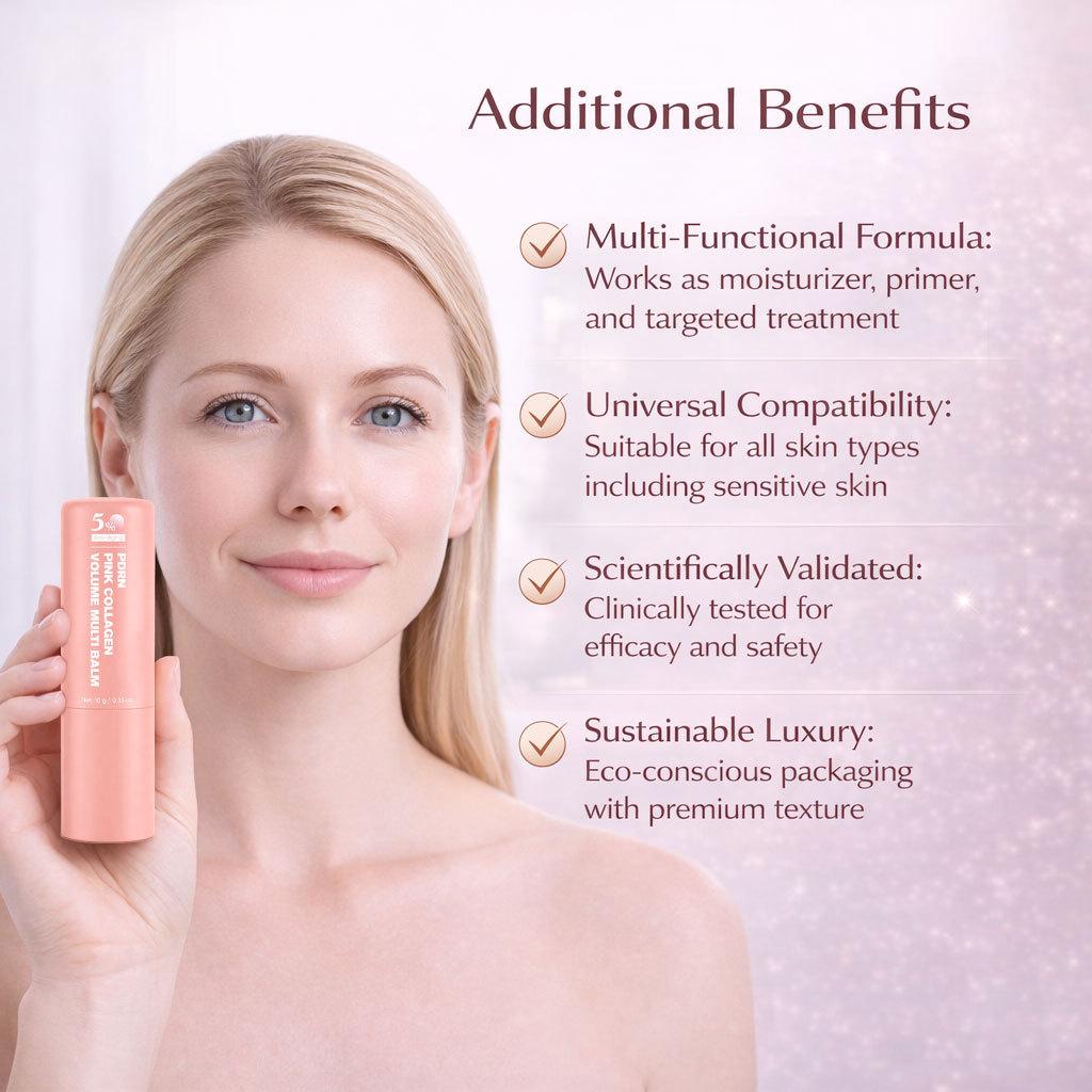 Bálsamo Labial Rellenador de Colágeno Rosa PDRN 10g, Hidratación Multiefecto Nutre y Reduce las Líneas de los Labios