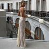 White Lace Long Sleeve Maxi Dress with Back Tie Detail