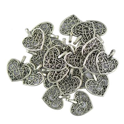 50x Liebes-Herz-Charms zur Schmuckherstellung, ausgehöhlte Armbänder, Zubehör