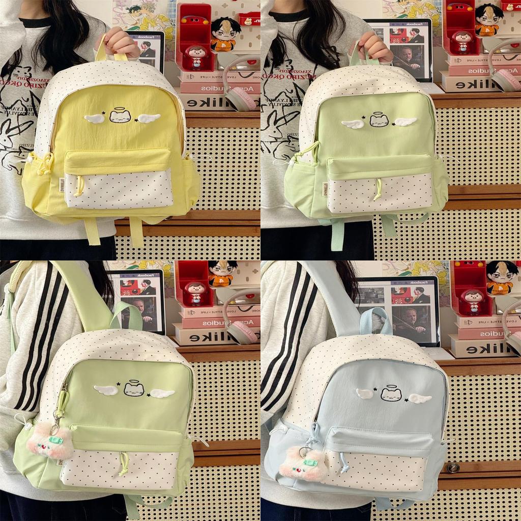 College Style Girl Backpack With Nylon Material And Colorblock Design For School Use