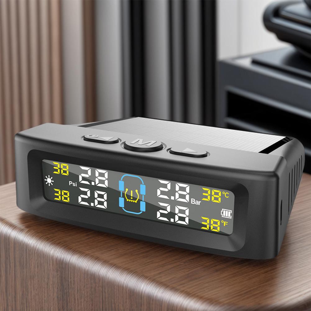 Tire Pressure Monitoring System 4 Sensors USB/Solar TPMS Tire Pressure Monitor System for Car Sedan SUV