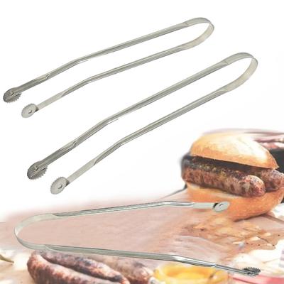 BBQ Sausage Turning Tongs, Hot Dog Tongs, Stainless Steel BBQ Kitchen Tongs