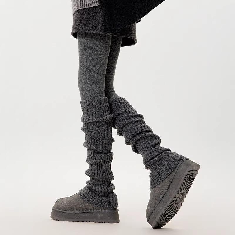 70Cm Thick Thread Vertical Knitting Knee Socks Cover, Warm And Thickened Stacking Stockings, Small Sweet Potato Popular Leg Guards And Leg Covers