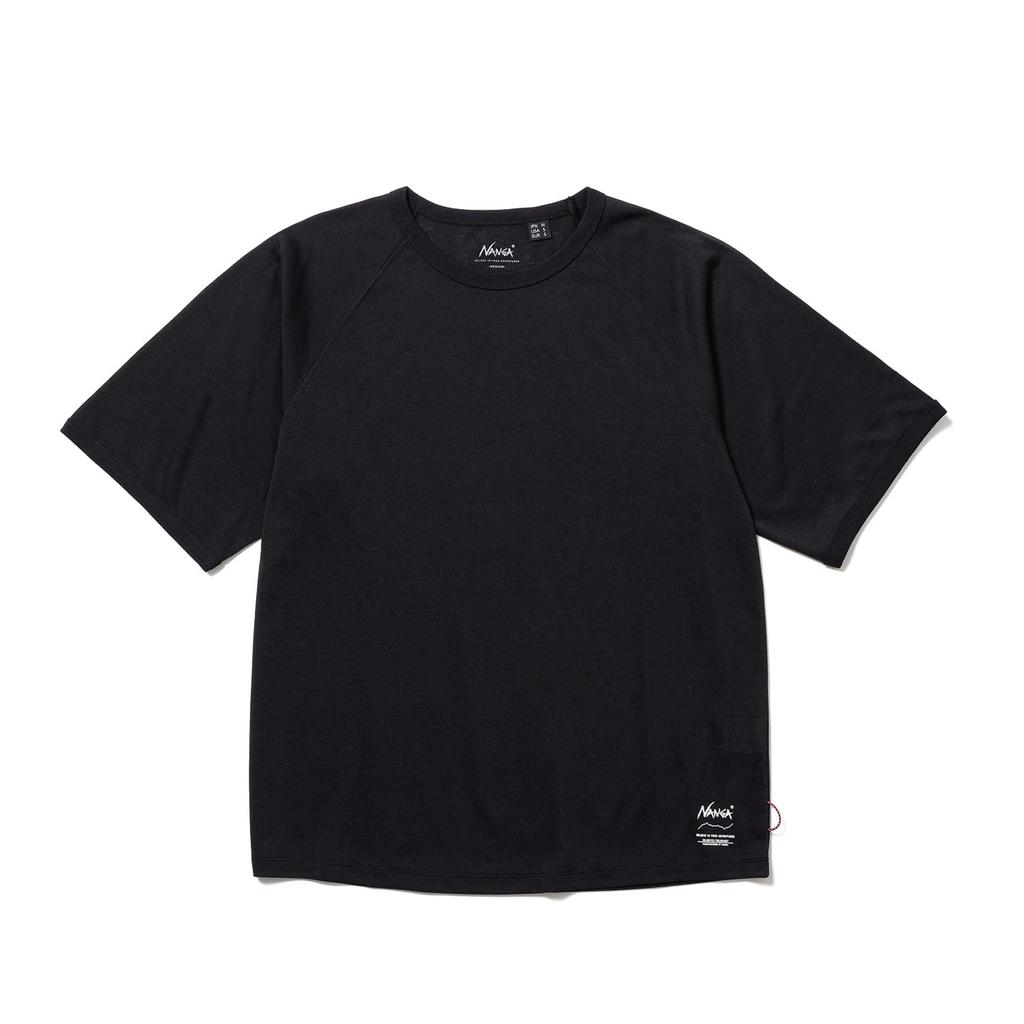 NANGA DRY MIX RAGLAN SLEEVE TEE Black White Casual Short Sleeve Shirt Moisture Wicking Quick Drying UV Protection Men's N2500-1M513A