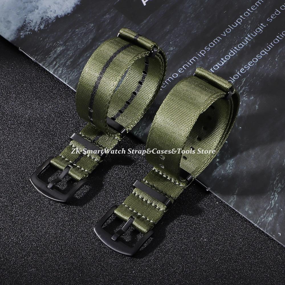 Ribbed Nylon Watchband Nylon Watch Strap 20mm 22mm Watchband Black Buckle Bracelet for Military Sport Watch Band Accessories