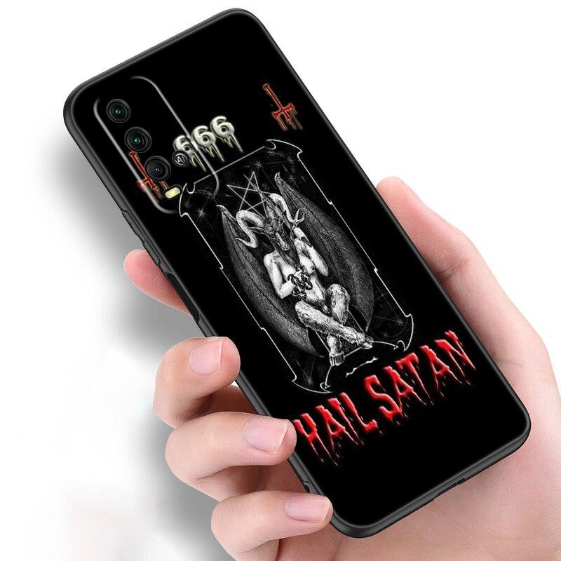 Pentagramm 666 Dämonische Satanic Silikon Telefon Fall Für Xiaomi Redmi Hinweis 11 10 9 8 Pro 11T 10T 10S 9S 8T 9 9A 9C 9T Schwarze Abdeckung