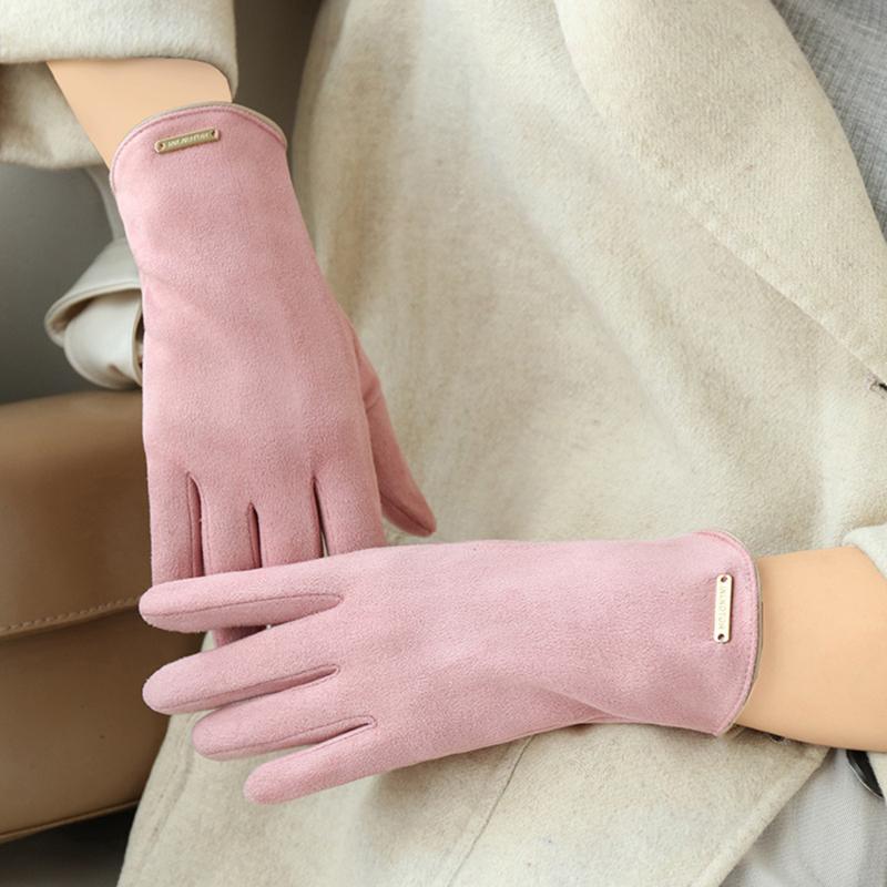 Women Touch Screen Gloves Autumn Winter Keep Warm Mittens Thin Cashmere Solid Cycling Drive Suede Fabric Elegant Windproof New
