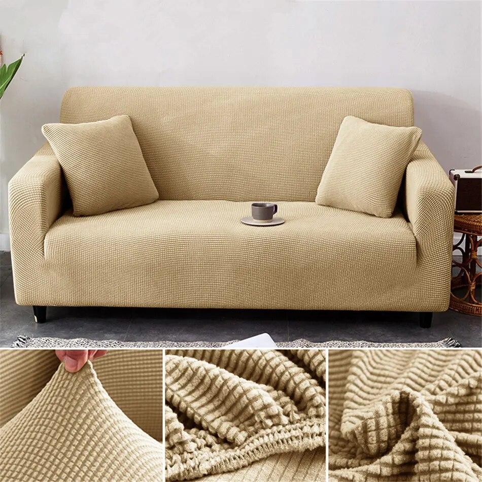 1/2/3/4 Seater Thicken Elastic Jacquard Sofa Cover Slipcover Stretch Polar Fleece L Shape Corner Sofa Covers for Living Room