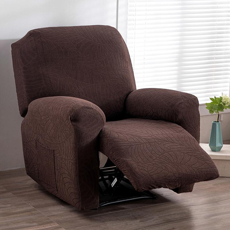 1/2/3 Seater Recliner Sofa Cover Solid Color Cushion Cover Sofa Cover Lazy Chair Jacquard Waterproof Leaf Shapeed Sofa Covers