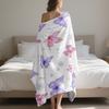 Purple Pink Butterfly Floral Art Throw Blanket - Vibrant Botanical Pattern Cozy Soft Accent for Bed Couch Dorm Holiday Gift