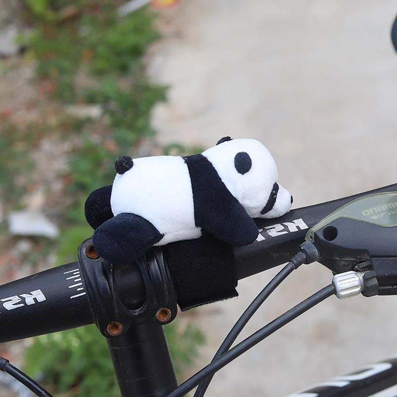 Cute Panda Plush Car Decoration Soft Stuffed Animal Handlebar Ornament For Bike Motorcycle Electric Vehicles Decoration