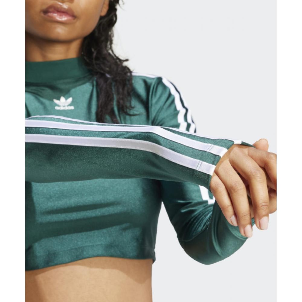 Adidas 3s Cropped Long Sleeve   Green Ir8136