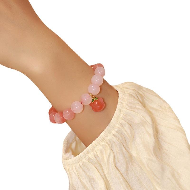 Persimmon Auspicious Red Agate Bracelet Gradient Small Persimmon Single-loop Bracelet Fashionable Commuting Natural Crystal Bracelet