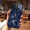 Turtle Dolphin Pattern Tempered Glass Phone Case Suitable for iPhone 17 16 15 14 13 12 11 Pro Max Plus Shockproof Back Cover