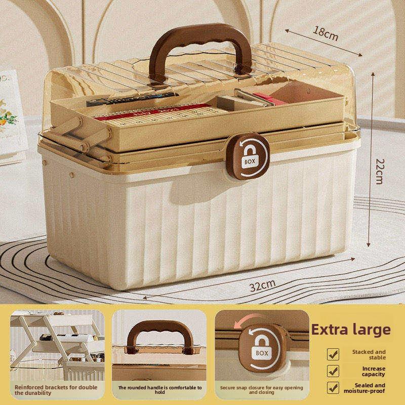 Multi Layer Portable Medicine Box Medical Storage Box Household First Aid Medical Case Organizer storage organizer,Plastic кремовый