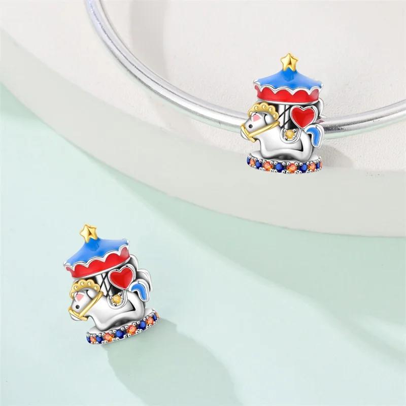 Copper Amusement Park Clown Carousel Pirate Ship Charms Pendant Fit Original Charm Bracelets Women Diy Jewelry Gift