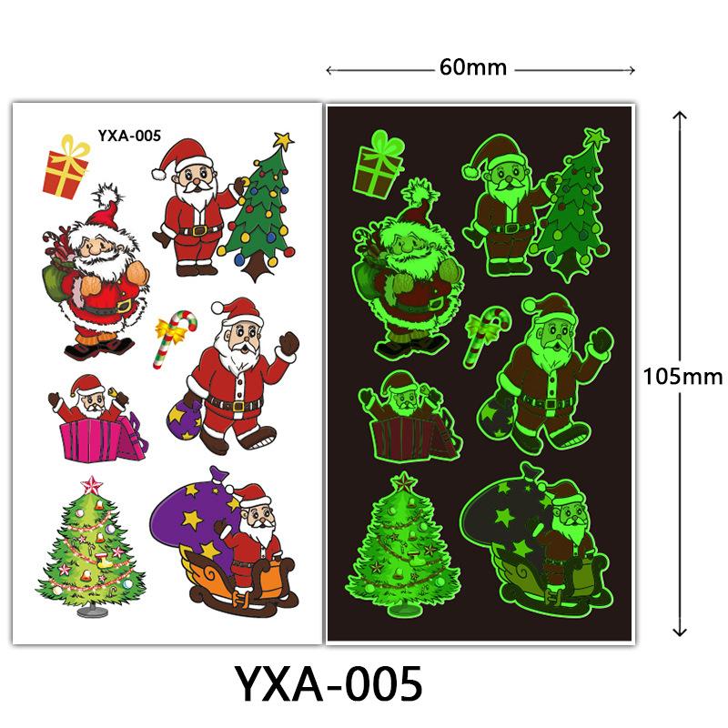 Christmas Luminous Tattoo Sticker Glowing Waterproof Sweat Cute Cartoon Holiday Party Temporary Sticker