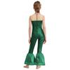 Girls Mermaid Cosplay Costume Sleeveless Flared Jumpsuit Fish Scales Design Halloween Party Outfit
