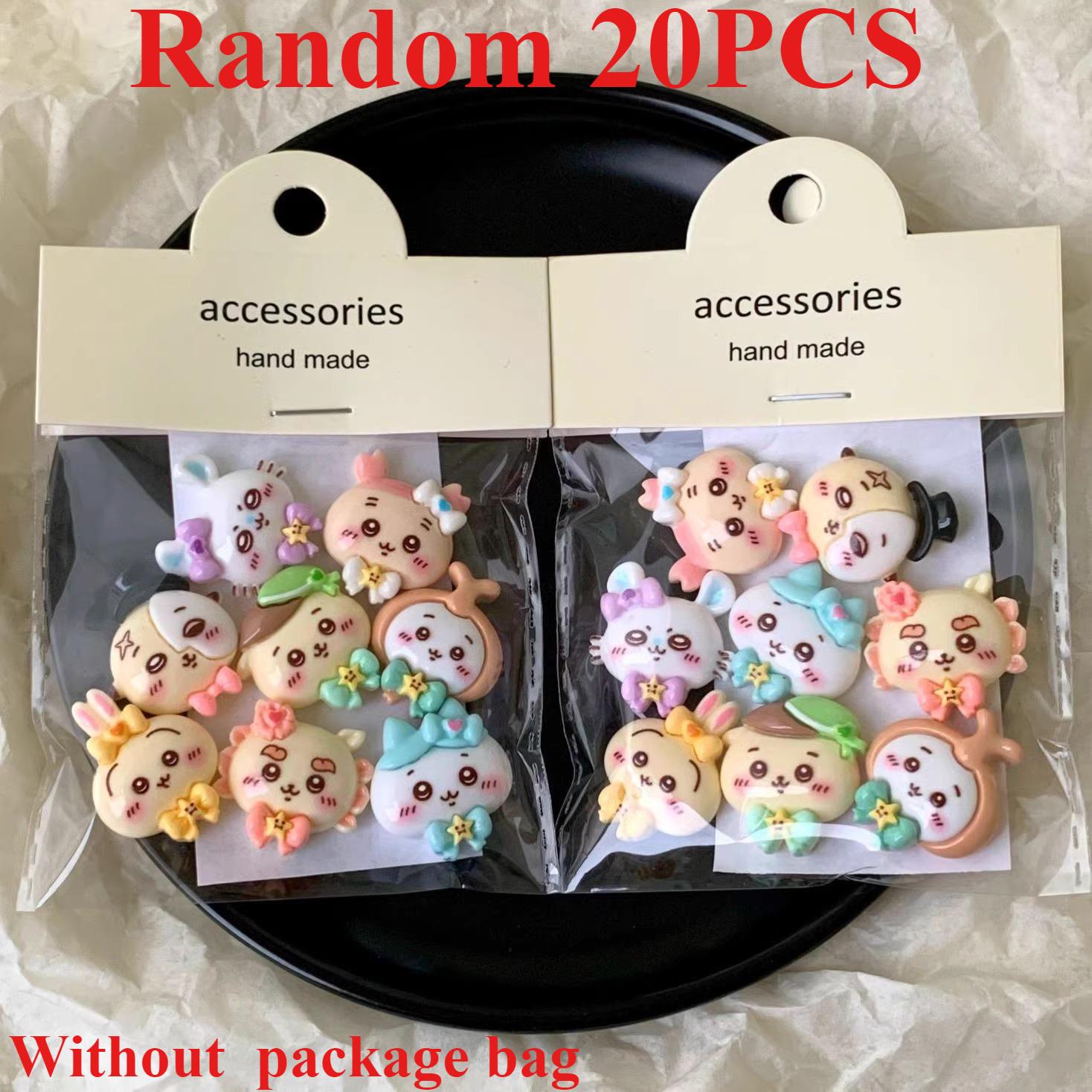 20 STUKS CHIIKAWA DIY Kunst Bedeltje 3D Hars Kawaii Handgemaakt Roomlijm Telefoonhoesjes Sleutelhangers Schoen Gespen Haarclips Decoratie Accessoires white