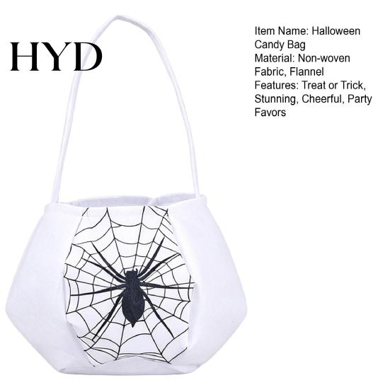 Halloween Candy Holder Cute Treat or Trick Bag with Handle for Kids, Reusable Non Bucket Woven Goodie Bag, Soft Handbag Basket Party Favors