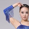 Drilling Rhinestone Latin Dance Fringed Sleeves Flash Fringe Tassel Gloves  Women