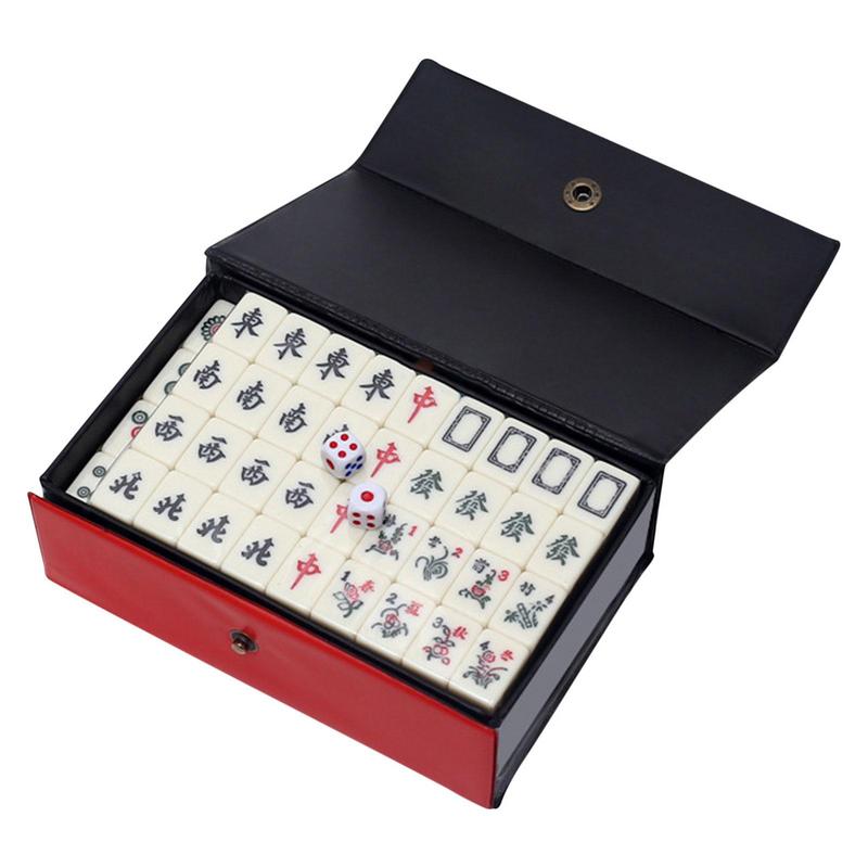 Set Gioco Mahjong Cinese 144 Mini Tessere Bianche Incise Per Riunioni di Famiglia Per Gioco Stile Cinese Tempo Libero in Famiglia