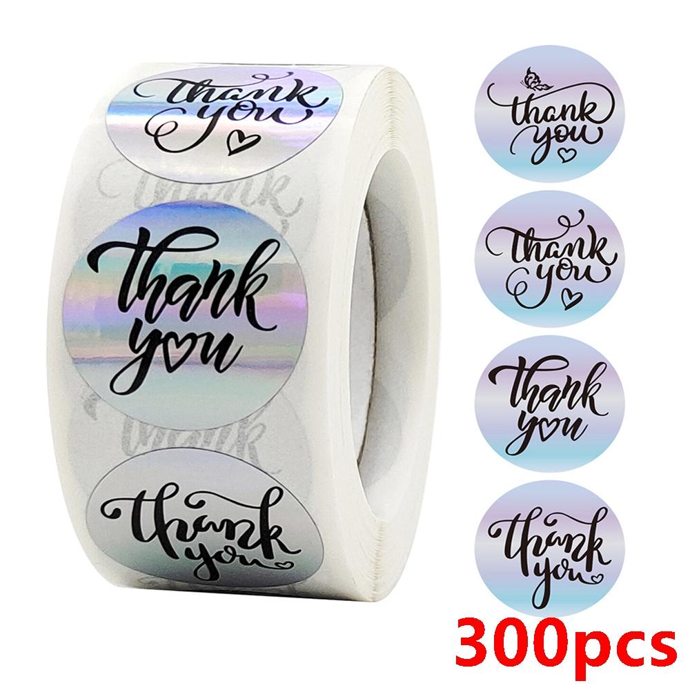 100-500Pcs Rainbow Laser Thank You Stickers 1Inch Small Business Stickers Adhesive Labels For Boutiques Wrapping Supplies