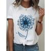 Women's White Soft Casual Loose Fit Short Sleeve Crew Neck Blouse, Statement Graphic Top for Daily Wear, Vacation, Street Style - Year-Round H-Line