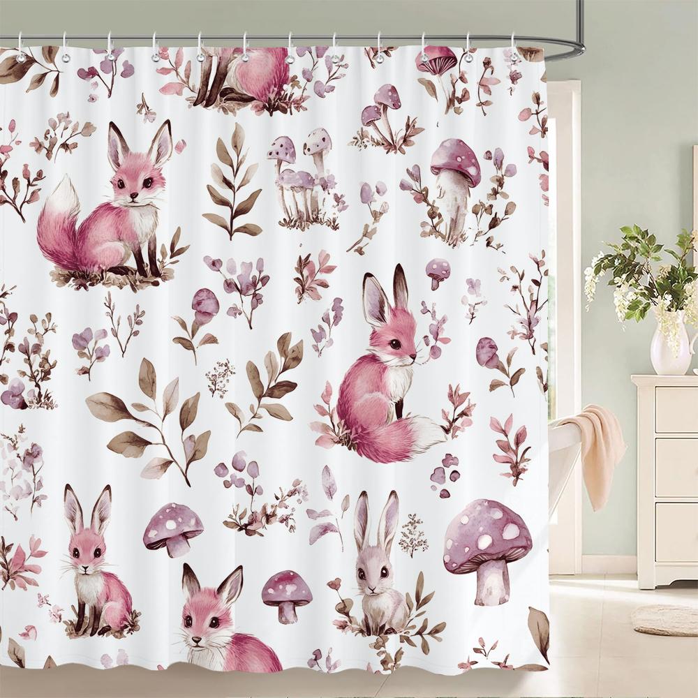 Cute Cartoon Animals Shower Curtain Printing Polyester Fabric Cartoon Bathroom Curtain Home Decoration Curtain with Hooks