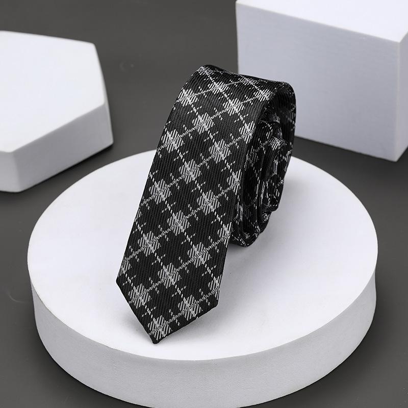 Version Coréenne Décontractée 5cm Hommes et Femmes Robe d'Affaires Marié Mariage Rayure Main Travail Étroit Paresseux Couleur Unie Cravate