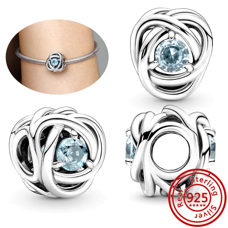 925 Sterling Copper Colorful Zircon Month Star Sign Zodiac Pendant Golden Beads Fit Original Pantaro Charms Bracelet DIY Zircon