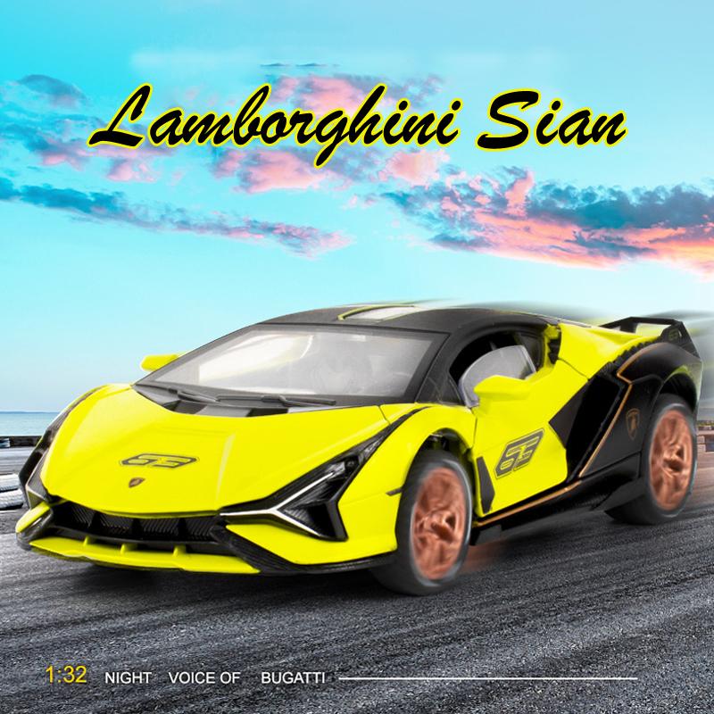 1:32 Scale Lambo Sian Alloy Car Model, with Light & Sound Effect Diecast Car Toys for Boy Birthday Gift Kids Toys Car Collection