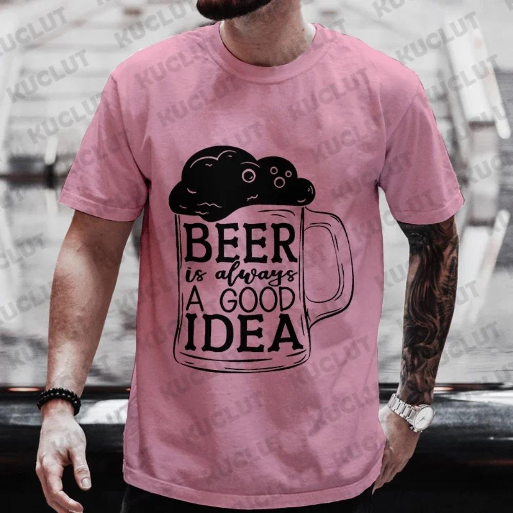 Men's T-shirts 2024 Fashion Beer DAY Graphic Y2k Clothing Male Drinking Party Streetwear Casual Short Sleeve Tees Oversized Tops