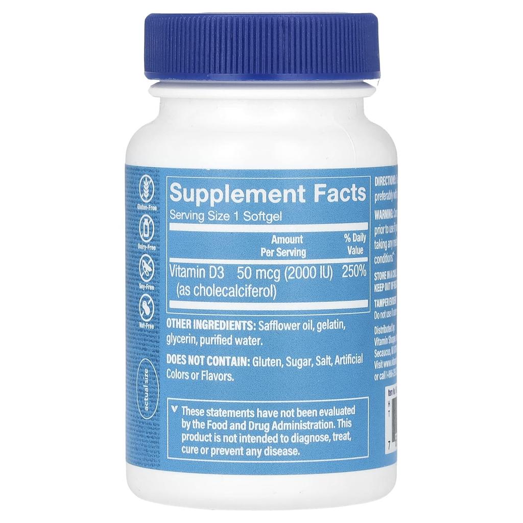 The Vitamin Shoppe, Vitamin D3, 50mcg (2,000IU), 100 softgels
