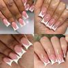 120 Pieces Glossy Black French False Nails Nude Medium French Tip Nails  For Nail Art