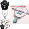 Ethnic Style Simulation Gemstone Decoration Women Necklace And Earring Set For Men And Women