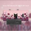 Mouse Pad Black Cat Pink Flower Field Gamer printon demand Large HD Mousepad XXL MousePads Carpet Non-Slip Office PC Table Mat