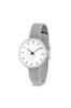 ARNE JACOBSEN CITYHALL 53201-1608 Wristwatch, 34mm, Scandinavian Design, Water Resistant (Quiet Design with No Second Hand), White with Silver Mesh