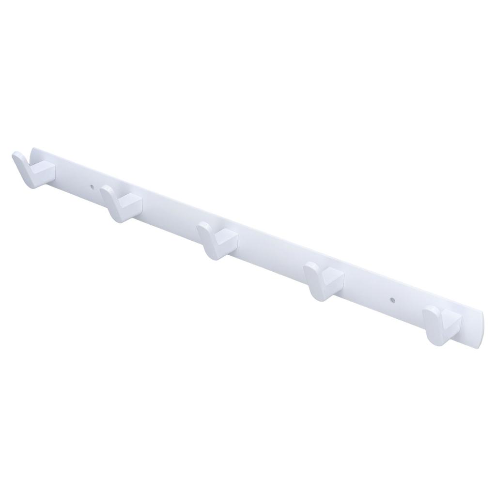 Wall Mounted Coat Rack Modern Stylish Coat Hanger Rack with 5 Hooks for Bathroom Living Room White