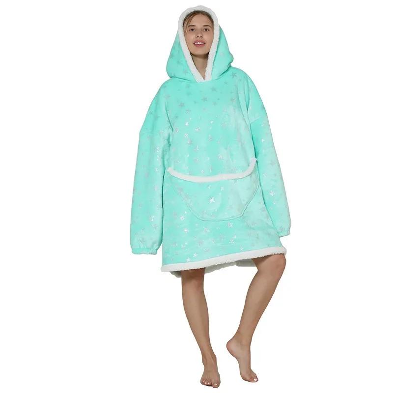 Warm Hooded Sherpa Blanket With Sleeves Ultra Soft Fleece Sweatshirt Throw Thick Winter Flannel Hoodie Blankets Home Textile