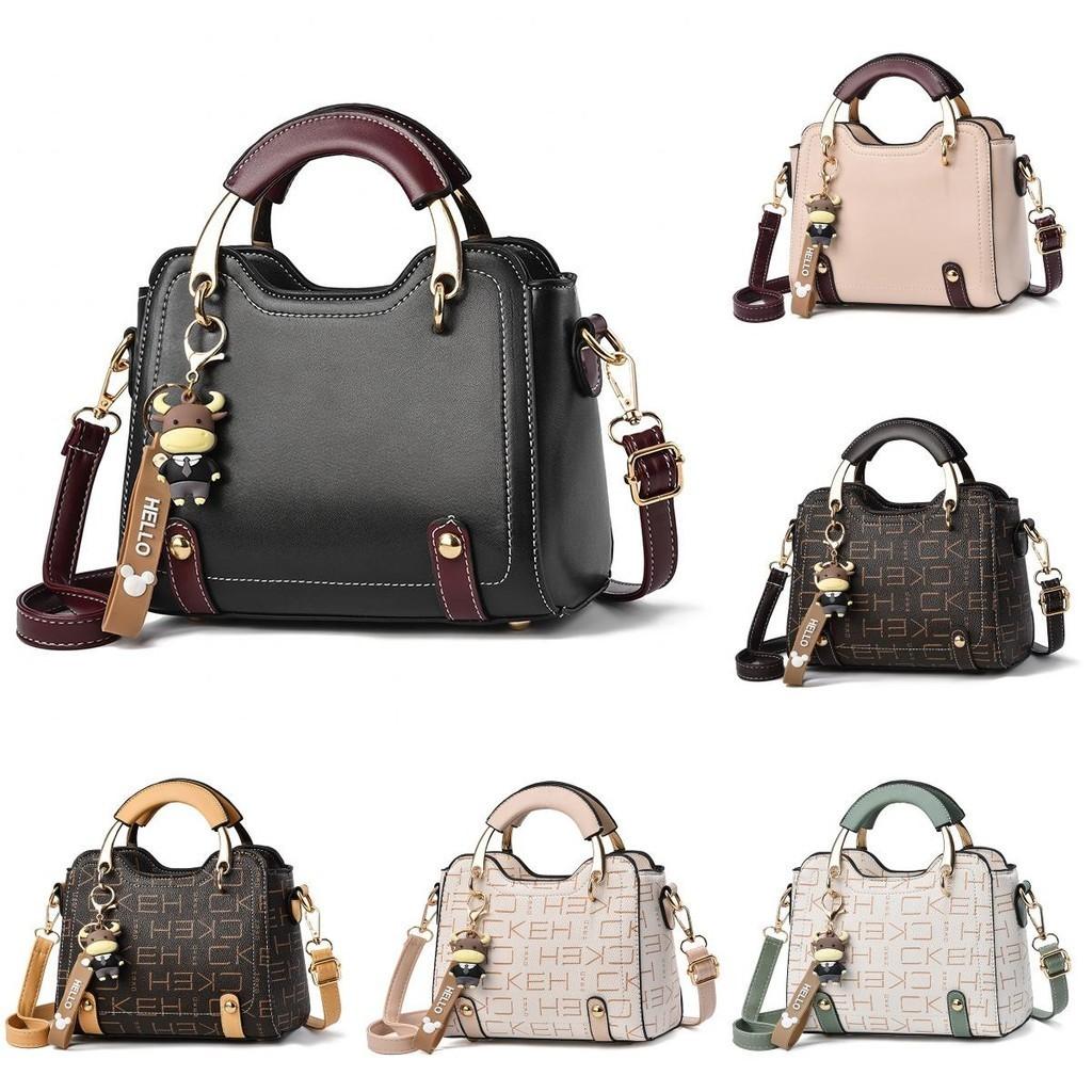 Classic Black Shell Pu Shoulder Bag For Women With Colorful Letter Design Medium Size